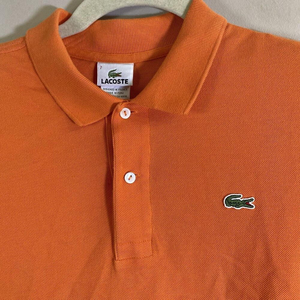 Lacoste Polo Shirt  Orange Short Sleeve Size 7   Mens